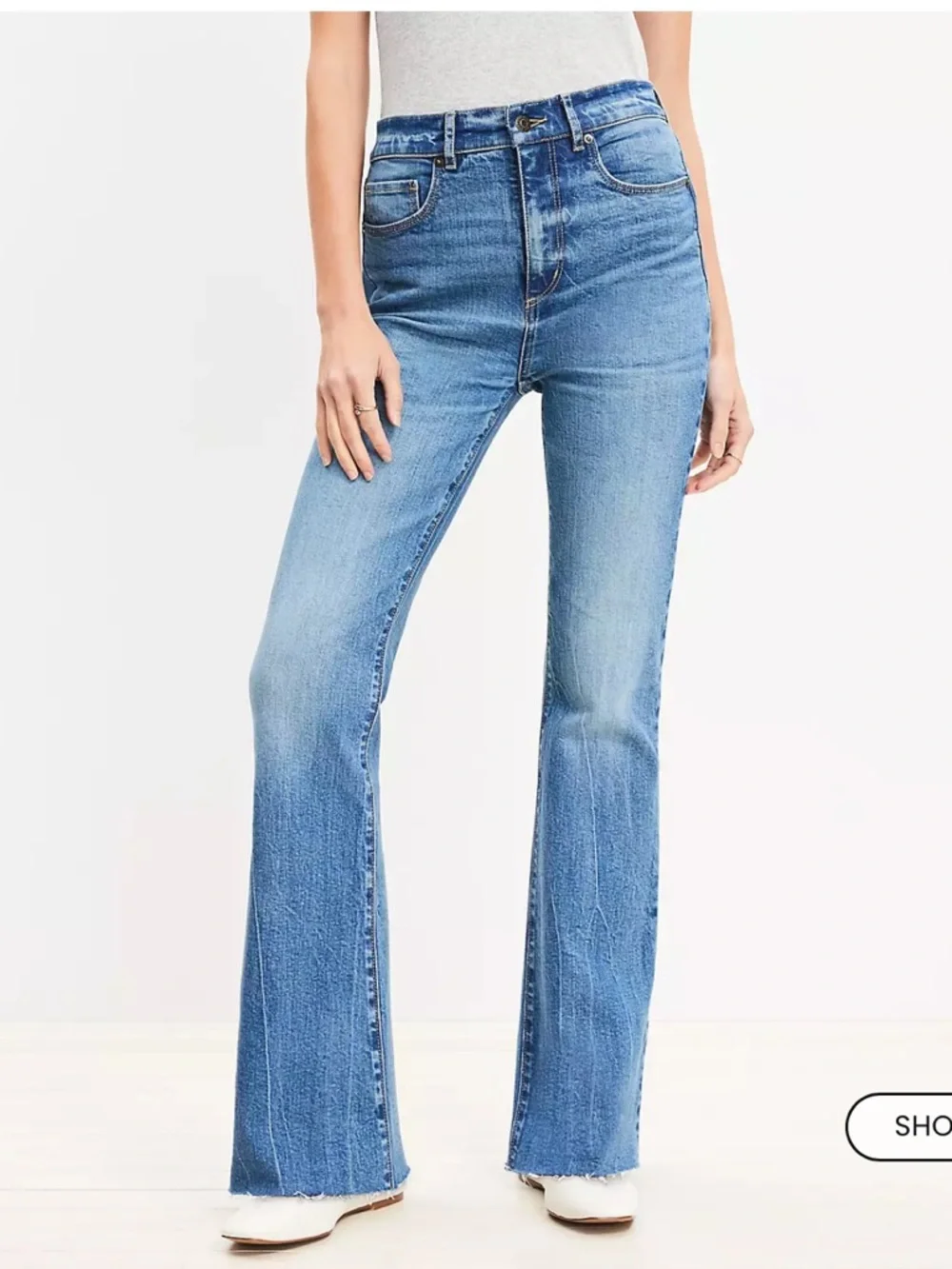 LOFT Light Wash Flare Jeans - Picture 2 of 5